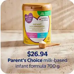 Walmart Parent's Choice milk-based infant formula offer