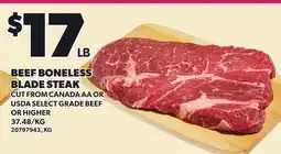 Loblaws BEEF BONELESS BLADE STEAK offer