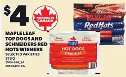 Loblaws MAPLE LEAF TOP DOGS AND SCHNEIDERS RED HOT WIENERS offer