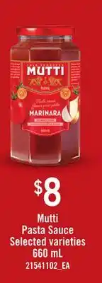 Loblaws MUTTI PASTA SAUCE offer