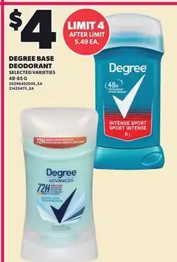 Loblaws DEGREE BASE DEODORANT offer