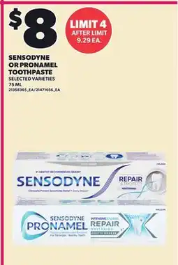 Loblaws SENSODYNE OR PRONAMEL TOOTHPASTE offer