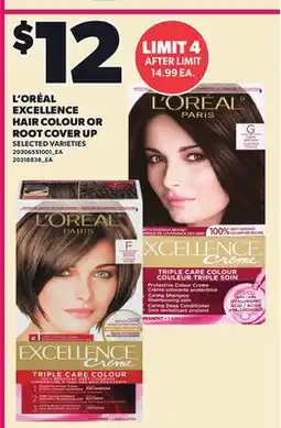 Loblaws L'OREAL EXCELLENCE TRIPLE CARE COLOUR OR ROOT COVER UP offer