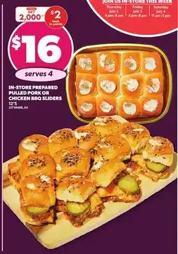 Loblaws IN-STORE PREPARED PULLED PORK OR CHICKEN BBQ SLIDERS, 12'S offer