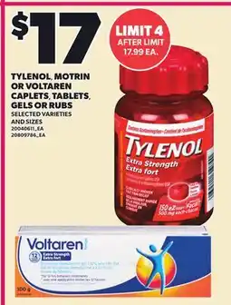 Loblaws TYLENOL, MOTRIN OR VOLTAREN CAPLETS, TABLETS, GELS OR RUBS offer