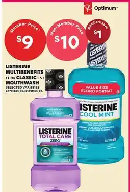 Loblaws LISTERINE MULTIBENEFITS, 1 L OR CLASSIC, 1.5 L, MOUTHWASH offer