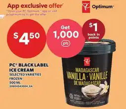 Loblaws PC BLACK LABEL ICE CREAM offer