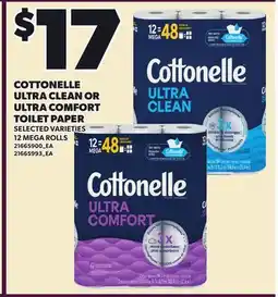 Loblaws COTTONELLE ULTRA CLEAN OR ULTRA COMFORT TOILET PAPER, 12 MEGA ROLLS offer