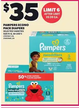 Loblaws PAMPERS ECONO PACK DIAPERS, SIZE N-8, 58-200'S offer