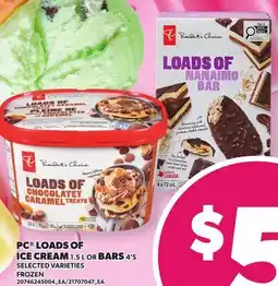 Loblaws PC LOADS OF ICE CREAM 1.5 L OR BARS 4'S offer