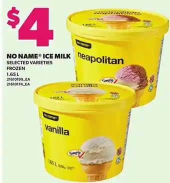 Loblaws NO NAME ICE MILK offer