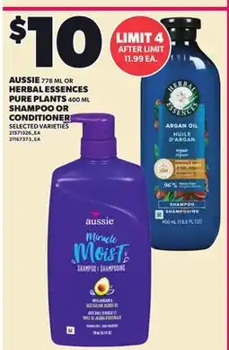 Loblaws AUSSIE, 778 ML OR HERBAL ESSENCES PURIFYING, 400 ML SHAMPOO OR CONDITIONER offer