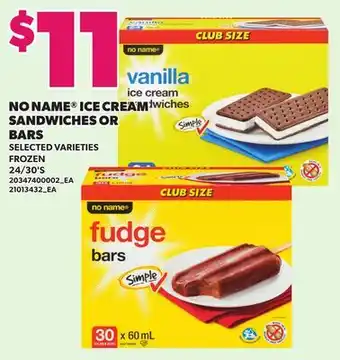 Loblaws NO NAME ICE CREAM SANDWICHES OR BARS, 24/30'S offer