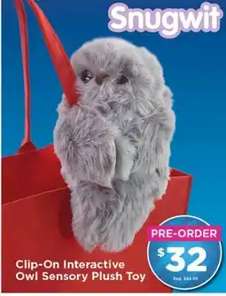 Showcase Snugwit Clip-On Interactive Owl Sensory Plush Toy offer