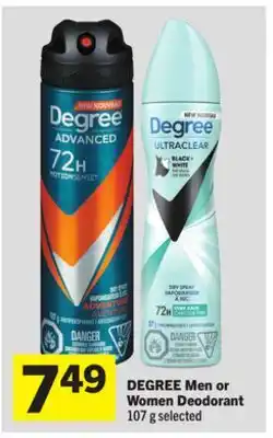Foodland DEGREE Men or Women Deodorant offer
