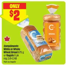 FreshCo Compliments White or Whole Wheat Bread 675 g or Bagels offer