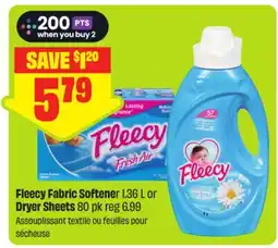 FreshCo Fleecy Fabric Softener 1.36 L or Dryer Sheets offer