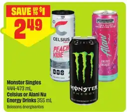 FreshCo Monster Singles 444-473 mL, Celsius or Alani Nu Energy Drinks 355 mL offer