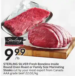 Sobeys Fresh Boneless Inside Round Oven Roast or Family Size Marinating Steaks offer