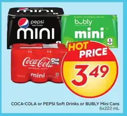 Sobeys COCA-COLA or PEPSI Soft Drinks or BUBLY Mini Cans offer