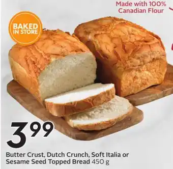 Sobeys Butter Crust, Dutch Crunch, Soft Italia or Sesame Seed Topped Bread offer