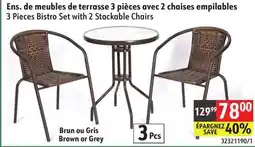 Sushi Shop 3 Pieces Bistro Set with 2 Stackable Chairs offer