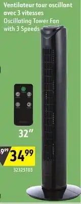 Sushi Shop Oscillating Tower Fan with 3 Speeds offer