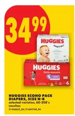 No Frills HUGGIES ECONO PACK DIAPERS, SIZE N-8, 60-208'S offer