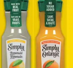 No Frills SIMPLY LEMONADE OR ORANGE JUICE offer