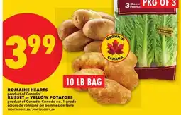 No Frills ROMAINE HEARTS OR RUSSET OR YELLOW POTATOES offer