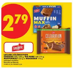 No Frills LECLERC CÉLÉBRATION COOKIES, 200/240 g, GO PURE, 140-175 g, MUFFINMAX, 223 g or NUGABAR, 175 g offer