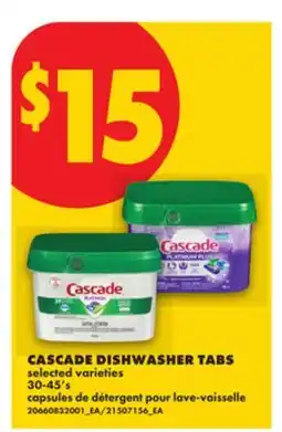 No Frills CASCADE DISHWASHER TABS, 30-45's offer