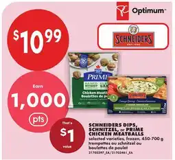 No Frills SCHNEIDERS DIPS, SCHNITZEL, or PRIME CHICKEN MEATBALLS offer