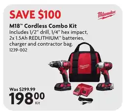 Home Hardware M18 Cordless Combo Kit offer