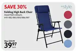Home Hardware Folding High Back Chair offer