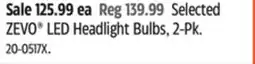 Canadian Tire Selected ZEVO LED Headlight Bulbs, 2-Pk offer