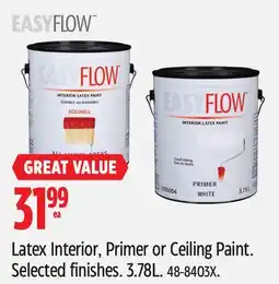 Canadian Tire EasyFlow Latex Interior, Primer or Ceiling Paint offer