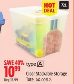 Canadian Tire Clear Stackable Storage Tote offer