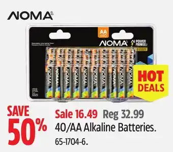 Canadian Tire NOMA 40/AA Alkaline Batteries offer