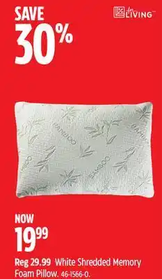 Canadian Tire White Shredded Memory Foam Pillow offer