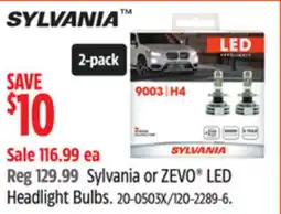 Canadian Tire Sylvania or ZEVO LED Headlight Bulbs offer