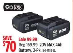 Canadian Tire 20V MAX 4Ah Battery, 2-Pk offer