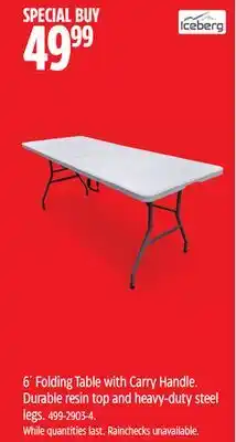 Canadian Tire Iceberg 6´ Folding Table with Carry Handle offer