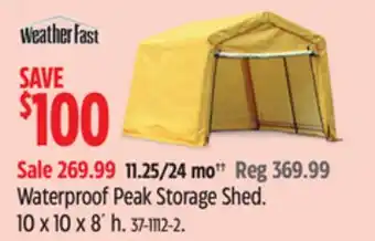 Canadian Tire Weather Fast Waterproof Peak Storage Shed offer