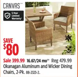 Canadian Tire Okanagan Aluminum and Wicker Dining Chairs offer