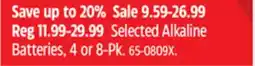 Canadian Tire Selected Alkaline Batteries, 4 or 8-Pk offer
