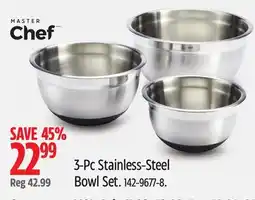 Canadian Tire MASTER Chef 3-Pc Stainless-Steel Bowl Set offer