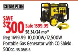 Canadian Tire 10,000W/12,500W Portable Gas Generator with CO Shield offer