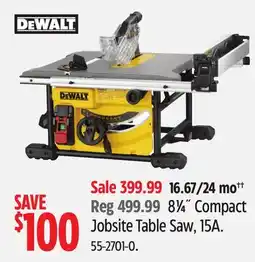Canadian Tire DEWALT 8¼ Compact Jobsite Table Saw, 15A offer