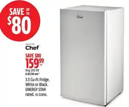 Canadian Tire MASTER Chef 3.3 Cu-Ft Fridge offer